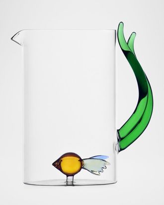 Ichendorf Animal Farm Fish Pitcher with Seagrass Handle, 50.7 oz