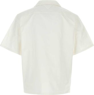 Prada Mens Printed Poplin Shirt White Cotton