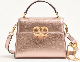 Valentino Garavani Valentino Garavani Vsling Mini Handbag In Laminated Grainy Calfskin With Jewel Logo Wo