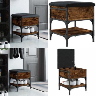 vidaXL Panca Porta Scarpe Rovere Fumo 42x42x45 cm in Legno Multistrato - Scarpiera - Panca in legno