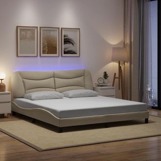 vidaXL Con Led Sin Colch&oacute;n Tela Color Crema 180x200 Cm Vidaxl