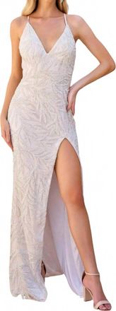 Primavera V-Neck Backless Prom Dress In Ivory