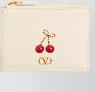 Valentino Garavani cherry embellished wallet gold-tone hardware