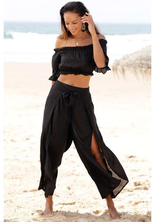 Lascana Womens High Slit Wide Leg Pants