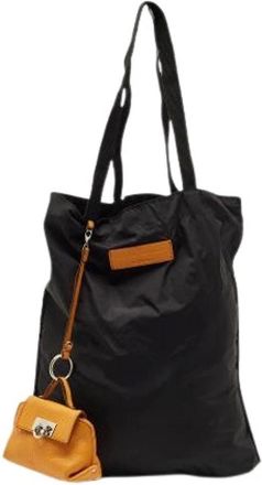 Ferragamo Pre-owned Tote Bags, female, Black, Size: ONE SIZE Pre-owned Nylon Shoulder Bag