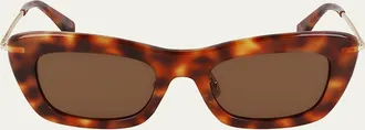 Lanvin Babe Rectangle Twisted Metal/Acetate Sunglasses