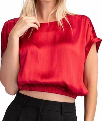 Glam Silky Crop Top In Burgundy