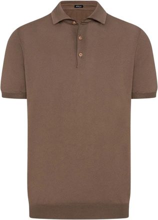 Kiton Zacht Egyptisch katoenen poloshirt - Heren - Polos - Bruin - 2XL - Katoen - Tops