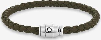 Montblanc Leder-Flechtarmband Three Rings Khaki - S
