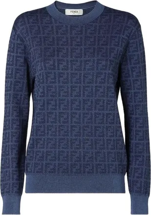 Fendi Ff Knit Denim Sweater