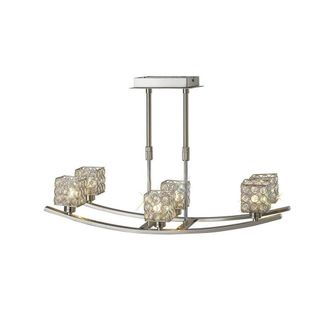 Netlighting Elsa Telescopic Semi Flush Pendant 6 Light Nickel Crystal in Grey