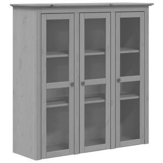 Berkfield Home Cabinet with Glass Doors BODO Grey Solid Wood Pine
