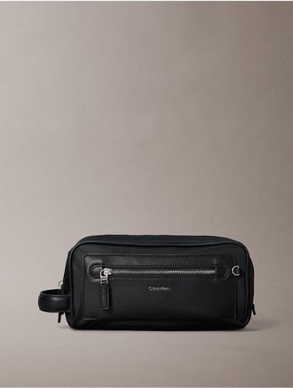 Calvin Klein Mens Raised Logo Dopp Kit - Black