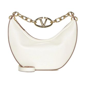 Valentino Garavani Tassen, Dames, Wit, ONE Size, Leer, VLogo Moon Kleine Hobo Tas