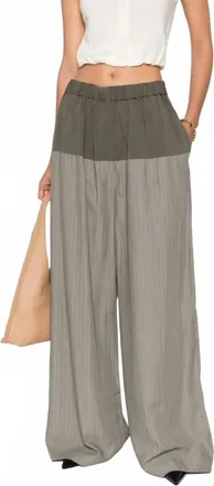St.Agni Relaxed Splice Pants In Khaki Pinstripe
