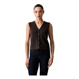 Marc O'Polo Chaleco de punto con cuello en V y botones - Jackets - Mujer - Marr&oacute;n - XS