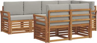 vidaXL Conjunto De Sof&aacute;s De Exterior 7 Uds. Natural Y Gris Claro Vidaxl
