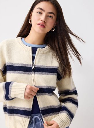 Twik Womens Mixed stripes zip-up sweater