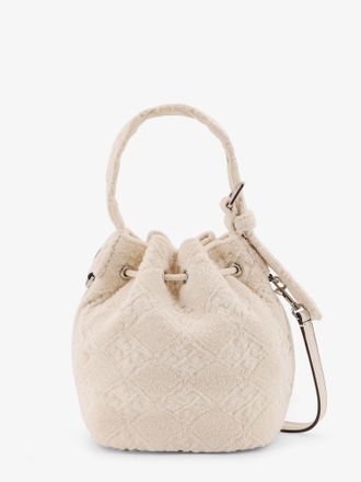 Tory Burch Womens Monogram Terry Mini Canvas Bucket Bag White Body: Cotton
