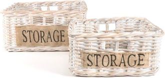 Happimess Reed Southwestern Hand-Woven Rattan Nesting Baskets with Handles in White Wash/kubu Gray at Nordstrom