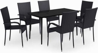 vidaXL 7 Piece Garden Dining Set Black Vidaxl