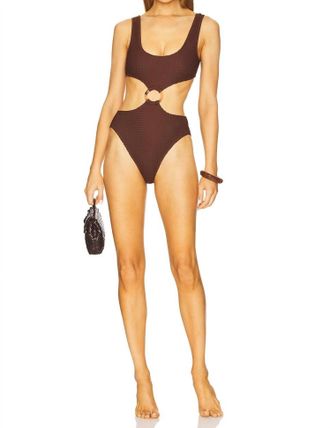 Montce Swim Ky One-Piece Swimsuit In Chocolate Crochet