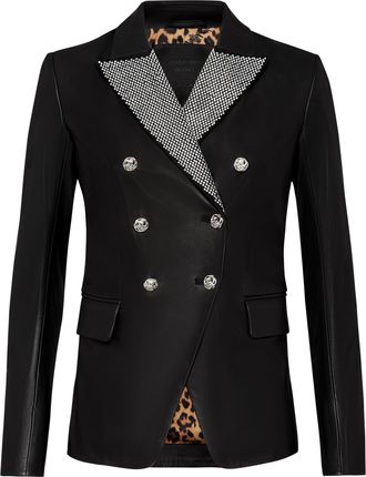 Philipp Plein Leather Blazer Crystal