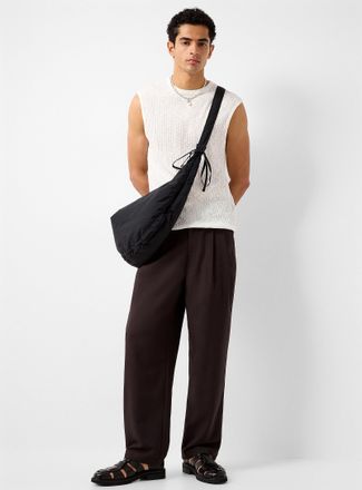 WOC Mens Coffee pleated fluid pant Loose fit