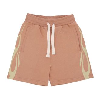 Vision Of Super Casual Shorts, male, Brown, L, Flames Shorts Lightweight Tracksuit Trousers