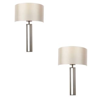 Loops 2 PACK Brushed Bronze Slotted Wall Light & Mink Satin Half Shade - Dimmable
