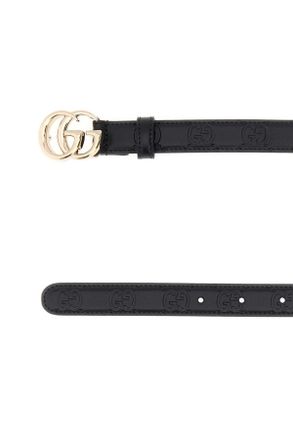 Gucci Womens Black Leather Gg Marmont Belt Blackblackblack Cinture
