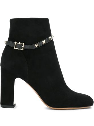 Valentino Garavani 95mm Rockstud ankle boots - women - Calf Leather/Calf Leather/Suede - 41 - Black