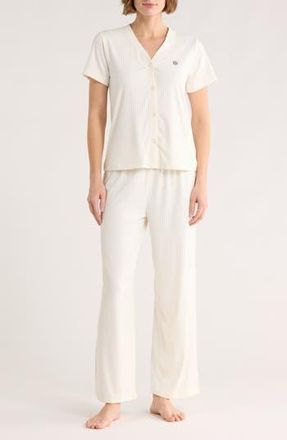 Tommy Hilfiger Ribbed Long Pajamas in Egret at Nordstrom Rack, Size X-Large