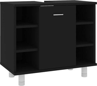 vidaXL Mobile da Bagno Nero 60x32x53,5 cm in Legno Multistrato - Vidaxl