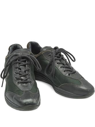 Prada panelled lace-up sneakers - Green
