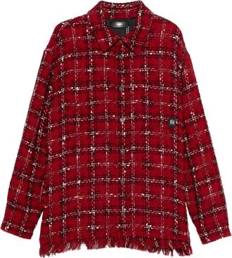 Amiri Camicia a quadri con orlo sfilacciato - Rosso