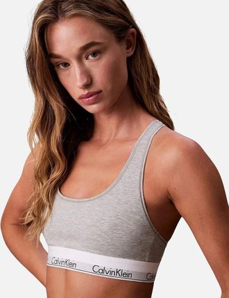 Calvin Klein Womens Icon Cotton Modal Unlined Bralette, Grey Heather - Size: 22/20