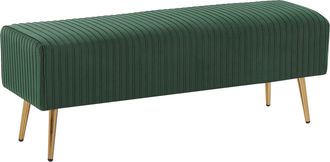 Beliani Banco De Terciopelo Verde Esmeralda Dorado 118 Cm Patas Metal Glamour Paterson