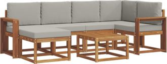 vidaXL Conjunto De Sof&aacute;s De Exterior 7 Uds. Gris Natural Y Claro Vidaxl