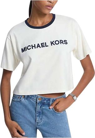 Michael Kors Casual katoenen T-shirt met applique-logo - Dames - T-shirts - Wit - S - Katoen - Tops
