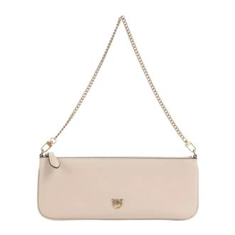 Pinko Pinko - New Horizontal Flat Vitello Seta - Dames - Tassen - Beige - Maat: ONE Size Leer