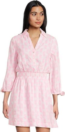 Lilly Pulitzer Abralynn Long Sleeve Line Womens Dress Rousseau Pink Slice Of Sunshine : 00, Linen