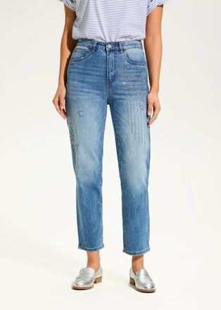 FDJ Suzanne Straight Leg Ankle Jeans In Medium Wash With Rhinestone Embellishments