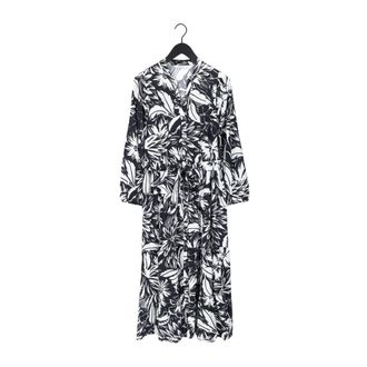 Summum Maxi Jurk Two Tone Flower - Dames - Jurken - Zwart - Maat: M Katoen