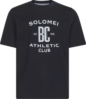 Brunello Cucinelli Tops, Heren, Blauw, S, Katoen, Blauwe T-shirts en Polos met Print