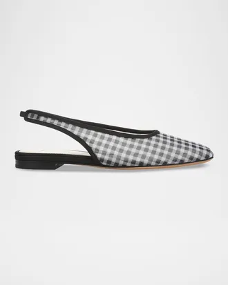 Vince Daphne II Gingham Mesh Slingback Flats
