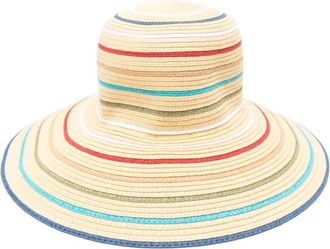Paul Smith Accessoires, unisex, Veelkleurig, M, Gestreept Breedgerande Hoed