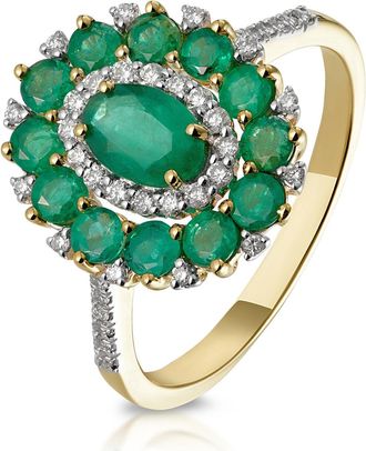 The Diamond Store 1.35ct Emerald Asteria Collection Lab Diamond Halo Ring in 9K Gold
