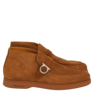 Ferragamo Gancini Buckle Desert Boots, Size 9 E