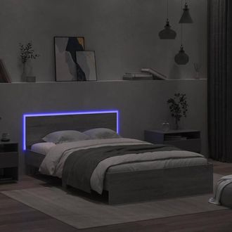 Berkfield Home Durable Bed Frame with Headboard & LED Grey Sonoma 140x200 cm